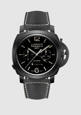 Panerai Luminor Chrono Monopulsante 8 Days GMT 44mm Replica Watch PAM00317 SCAMOSCIATO BLACK